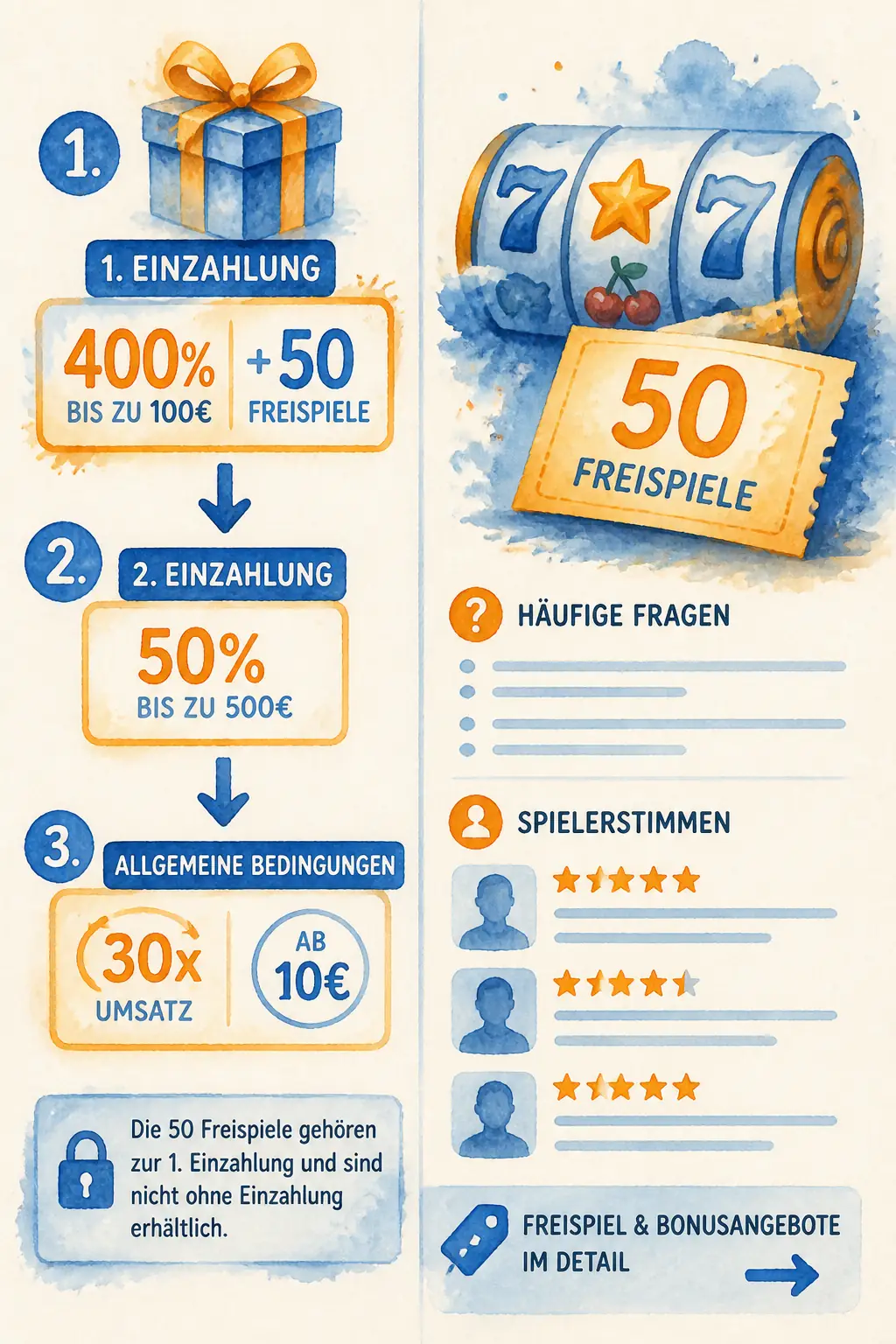 30Bet Casino Freispiele – 50 FS im Willkommenspaket visual guide for 30Bet Casino